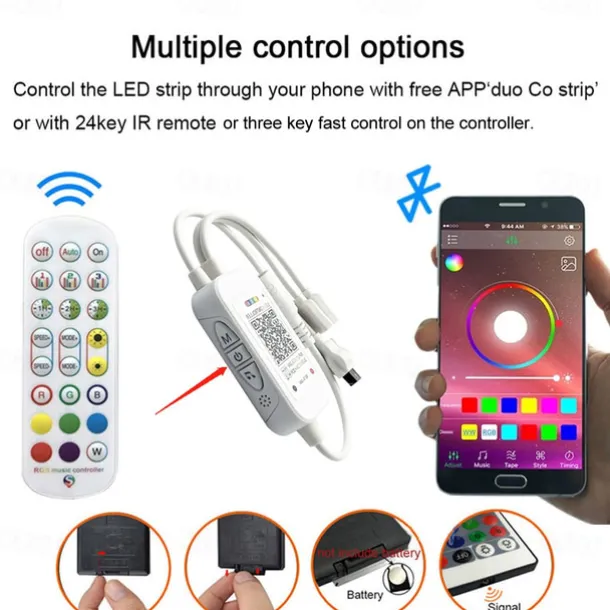 32.8ft 10m COB Bluetooth LED Smart Strip Lights Christmas Decor Music Sync RGB APP Color Changing for Bedroom Home TV Back Light DIY Décor