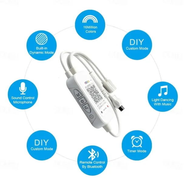 32.8ft 10m COB Bluetooth LED Smart Strip Lights Christmas Decor Music Sync RGB APP Color Changing for Bedroom Home TV Back Light DIY Décor