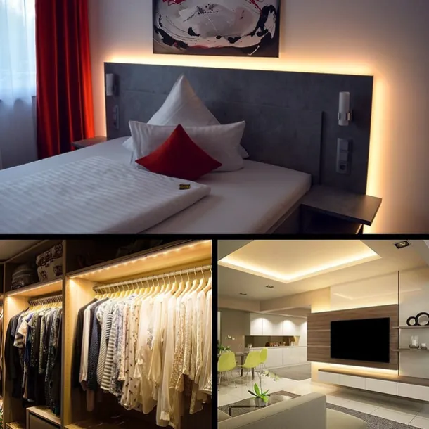 32.8ft 10m LED Light Strips Flexible Tiktok Lights Not-Waterproof 600 Units SMD 5050 10mm LEDs DC12V for Holiday Home Party Indoor Decoration