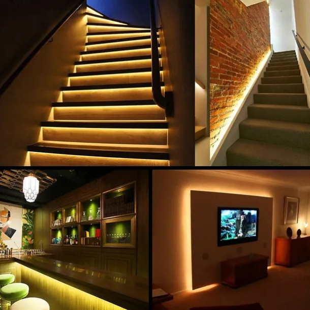 32.8ft 10m LED Light Strips Flexible Tiktok Lights Not-Waterproof 600 Units SMD 5050 10mm LEDs DC12V for Holiday Home Party Indoor Decoration