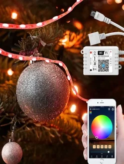 32.8Ft 10M LED Light Strips LED WiFi Wireless RGB Tiktok Lights LED Smart Waterproof 5050 with 24 Keys Remote Control Flexible Tape Lights Fits AlexaGoogle Home and 12V Adapter