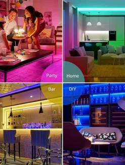 32.8Ft 10M LED Light Strips LED WiFi Wireless RGB Tiktok Lights LED Smart Waterproof 5050 with 24 Keys Remote Control Flexible Tape Lights Fits AlexaGoogle Home and 12V Adapter