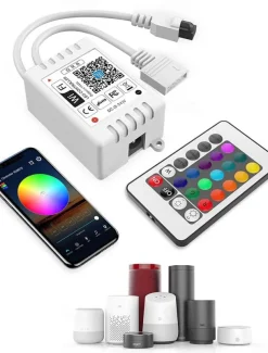 32.8Ft 10M LED Light Strips LED WiFi Wireless RGB Tiktok Lights LED Smart Waterproof 5050 with 24 Keys Remote Control Flexible Tape Lights Fits AlexaGoogle Home and 12V Adapter