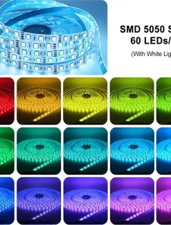 32.8Ft 10M LED Light Strips LED WiFi Wireless RGB Tiktok Lights LED Smart Waterproof 5050 with 24 Keys Remote Control Flexible Tape Lights Fits AlexaGoogle Home and 12V Adapter