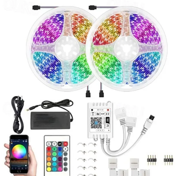 32.8Ft 10M Smart WiFi LED Light Strip RGB Tiktok Light Waterproof 5050 300LEDs Work with Alexa Google With 24 Keys Remote Control