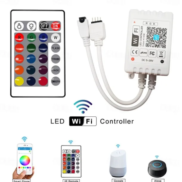 32.8Ft 10M Smart WiFi LED Light Strip RGB Tiktok Light Waterproof 5050 300LEDs Work with Alexa Google With 24 Keys Remote Control