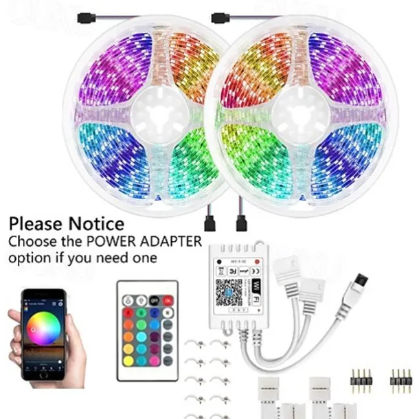 32.8Ft 10M Smart WiFi LED Light Strip RGB Tiktok Light Waterproof 5050 300LEDs Work with Alexa Google With 24 Keys Remote Control