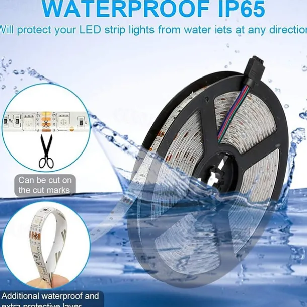 32.8Ft 10M Smart WiFi LED Light Strip RGB Tiktok Light Waterproof 5050 300LEDs Work with Alexa Google With 24 Keys Remote Control