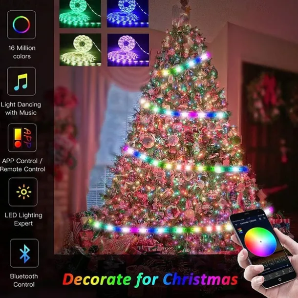 32.8Ft 10M Smart WiFi LED Light Strip RGB Tiktok Light Waterproof 5050 300LEDs Work with Alexa Google With 24 Keys Remote Control