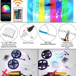 32.8Ft 10M Smart WiFi LED Light Strip RGB Tiktok Light Waterproof 5050 300LEDs Work with Alexa Google With 24 Keys Remote Control