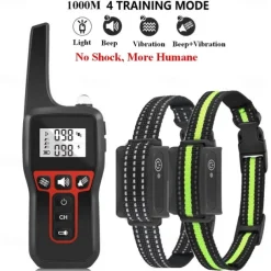 3300FT No Shock Pet Dog Training Collar Beep Vibrating Pet Trainer IPX7 Waterproof Rechargeable Pet Training Collar No Prongs Sound and Vibration Collar