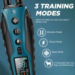 4000FT Pet Dog Training Shock Collar with Flashing Light for Night Walks Adjustable Pitch Beep Vibration Shock Keypad Lock Rechargeable IPX7 Waterproof