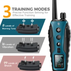 4000FT Pet Dog Training Shock Collar with Flashing Light for Night Walks Adjustable Pitch Beep Vibration Shock Keypad Lock Rechargeable IPX7 Waterproof