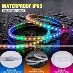 16-100FT Smart RGB IC LED Light Strip - 24V Waterproof Multi Color-Chasing Lights with APP & Music Sync Addressable for Bedroom & Outdoor Use 1 Roll