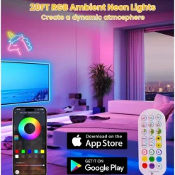 10ft/20ft Waterproof Neon Light Strip, Addressable RGB Rainbow Pixel Light with 2.4G APP Control Bar Synchronize Music Control to DIY LED Neon Sign Art Wall Decoration Lighting Including Power WS2811