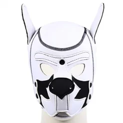 Full Face Mask Dog Puppy Hood White Helmet Removable Mouth Cosplay Costume Party Props (white)