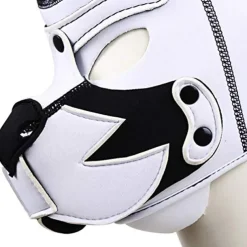Full Face Mask Dog Puppy Hood White Helmet Removable Mouth Cosplay Costume Party Props (white)