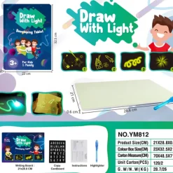 Fun Drawing Pad Board Glow in Dark with Light for Kids Painting Board Educational Toy and Developing Drawing or Writing Skills