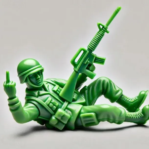 Funny Green Army Men, Quirky Desk Companion, Playful Decoration, Fun Gift for Home or Office, Unique Army Figurines with Attitude