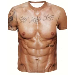 Funny Muscle T-shirt Anime Print 3D Funny Street Style For Men's Adults' 3D Print