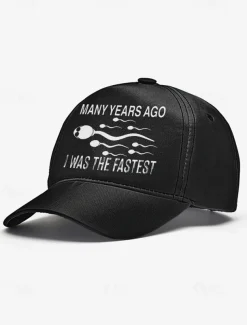Funny Printed Baseball Cap with 'Many Years Ago I Was the Fastest' Quote, Adjustable Dad Hat for Men and Women, Perfect for Casual Wear, Gag Gifts, and Parties
