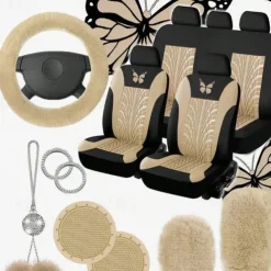 FYAUTOPER 9 PCS Car Seat Cover for Wear-Resistant Comfortable Easy to Install for Car