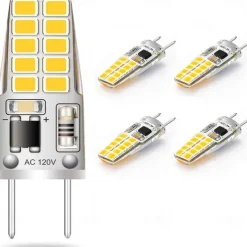 G8 Bi-pin Base LED Light 110V 3W - White/Warm White Corn Bulb for Chandelier, Crystal Lamp, & Cabinet 1/5pcs)
