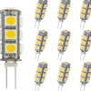 G4 Bi-pin LED Bulbs 13-5050 SMD 2W G4 LED Bulb 12V DC Bi-Pin Base Super Bright Interior Light Bulbs for RV Boat Light Cabinet Lights Landscape Lighting 10Pcs