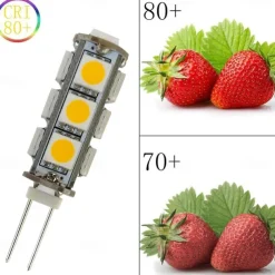 G4 Bi-pin LED Bulbs 13-5050 SMD 2W G4 LED Bulb 12V DC Bi-Pin Base Super Bright Interior Light Bulbs for RV Boat Light Cabinet Lights Landscape Lighting 10Pcs