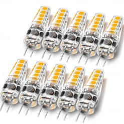 G4 Bi-Pin LED Light Bulbs 3W AC/DC 12-24V, Dimmable for Landscape, Under Cabinet, & Chandelier Lighting 10pcs