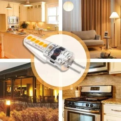 G4 Bi-Pin LED Light Bulbs 3W AC/DC 12-24V, Dimmable for Landscape, Under Cabinet, & Chandelier Lighting 10pcs