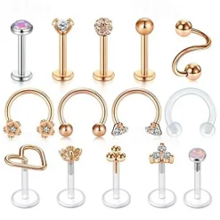 16g cartilage helix tragus stud earring twist spiral barbell lip rings labret stud horseshoe piercing twisted eyebrow rings piercing for women men jewelry