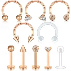 16g cartilage helix tragus stud earring twist spiral barbell lip rings labret stud horseshoe piercing twisted eyebrow rings piercing for women men jewelry