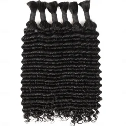 300g Deep Wave Bulk Human Hair For Braiding 100% Unprocessed Bulk Human Hair Extensions No Weft Curly Human Hair For Braiding