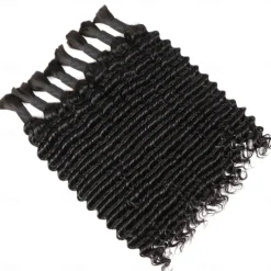 300g Deep Wave Bulk Human Hair For Braiding 100% Unprocessed Bulk Human Hair Extensions No Weft Curly Human Hair For Braiding