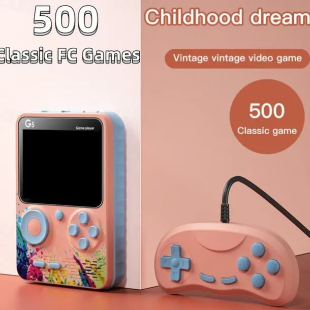 G5 Game Console 500-Games Classic Game Device Ergonomic 3.0'' Screen Handheld Gaming Player for Kids Gift Video Game Console, Christmas Birthday Gift