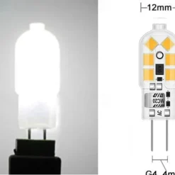 G4 LED Bulb AC/DC 12V G4 Bi-Pin Base Lights Dimmable G4 20W Halogen Bulb Replacement Warm White 3000K/ White 6000K Clear Cover 5Pack