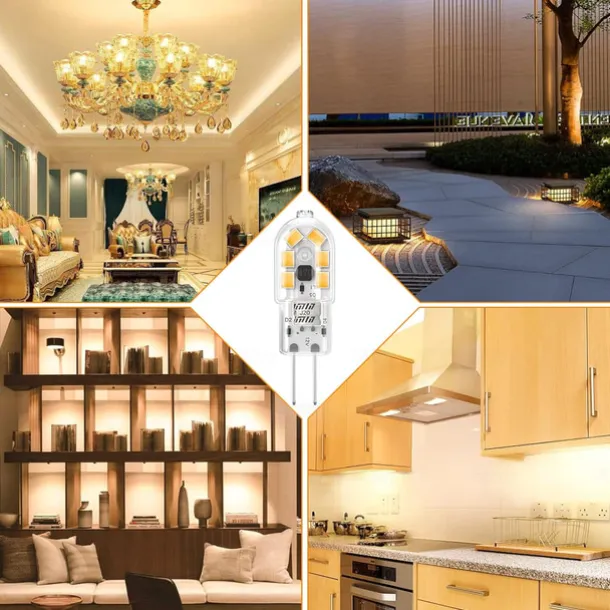 G4 LED Bulb AC/DC 12V G4 Bi-Pin Base Lights Dimmable G4 20W Halogen Bulb Replacement Warm White 3000K/ White 6000K Clear Cover 5Pack