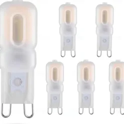 G9 LED Bulb 3000K Warm White/6000K White Light3/5W 30W/50W Halogen Equivalent G9 Bipin Base 360 Beam Corner Bulb for Home Lighting Clear Cover (5Pack)