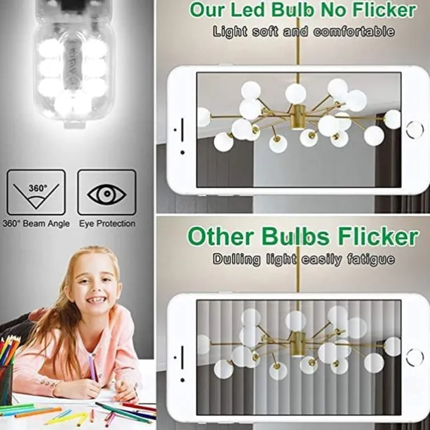 G9 LED Bulb 3000K Warm White/6000K White Light3/5W 30W/50W Halogen Equivalent G9 Bipin Base 360 Beam Corner Bulb for Home Lighting Clear Cover (5Pack)