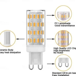 G9 LED Corn Bulbs Dimmable 5W 12V/24V AC/DC – 63LED 4014 for Chandelier, RV, Camper, Marine 4pcs