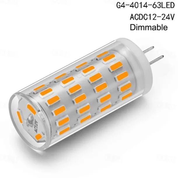 G4 LED Corn Light Bulbs 12V/24V AC/DC, 5W 63LED Dimmable for Crystal Chandeliers, Warm White & White, 4pcs