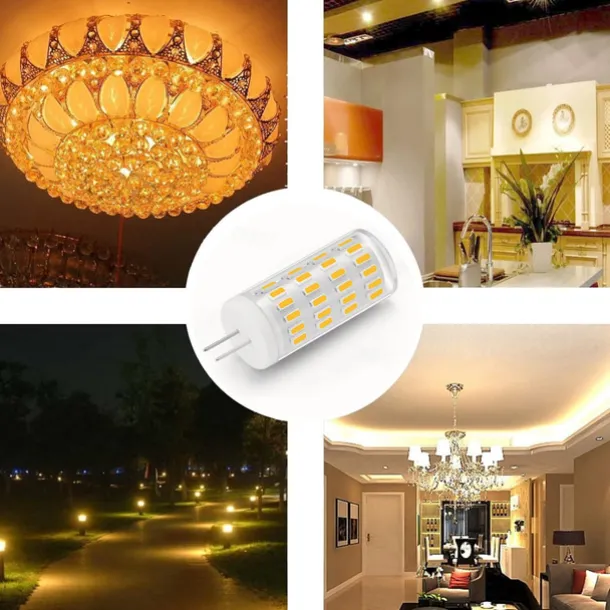 G4 LED Corn Light Bulbs 12V/24V AC/DC, 5W 63LED Dimmable for Crystal Chandeliers, Warm White & White, 4pcs