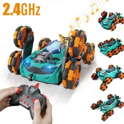 2.4g Remote Control Six Wheel Stunt Remote Control Car Can Automatically Demonstrate Toy Car Lighting Music Deformation Car Drift And Rolling