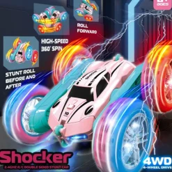 2.4g Remote Control Stunt Car Four-Wheel Drive Double-Sided Car Twist Arm Fancy Tumbling Light Tire Children's Toy Car Rc