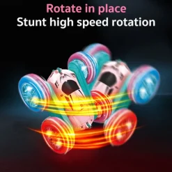 2.4g Remote Control Stunt Car Four-Wheel Drive Double-Sided Car Twist Arm Fancy Tumbling Light Tire Children's Toy Car Rc