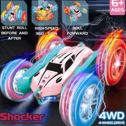 2.4g Remote Control Stunt Car Four-Wheel Drive Double-Sided Car Twist Arm Fancy Tumbling Light Tire Children's Toy Car Rc