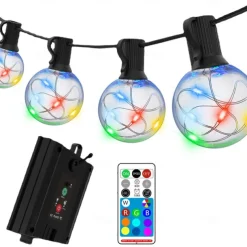 G40 Solar String Lights, Outdoor Waterproof Colorful String Light with Remote Control for Christmas Courtyard Garden Wedding Festival Decoration Light String