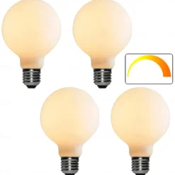 G80 5W LED Globe Lights Dimmable LED Edison Bulb 6000K- 2700K 450lm E27 Base Opalescent Glass Facing AC220V Very Suitable for Vanity Mirror Floor Lamp