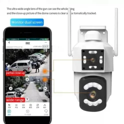 2.4G WIFI Security CCTV Camera Dual Len Wireless IP Camera Two-Way Audio Talk Auto Tracking Waterproof Network Camera Digital Zoom Surveillance PTZ Camera